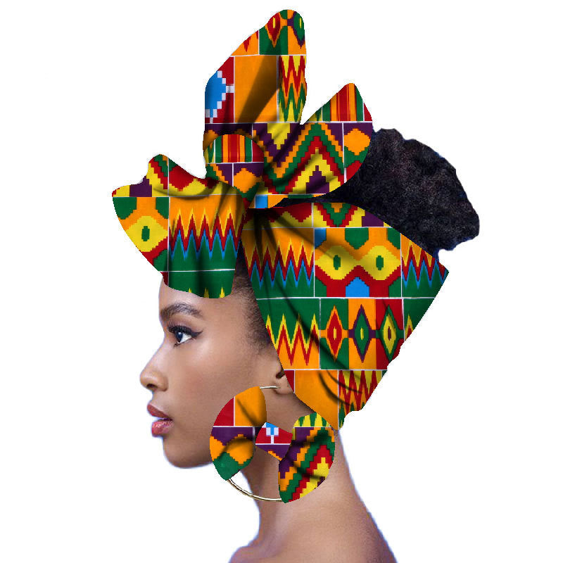 2-piece set of African headscarves and earrings