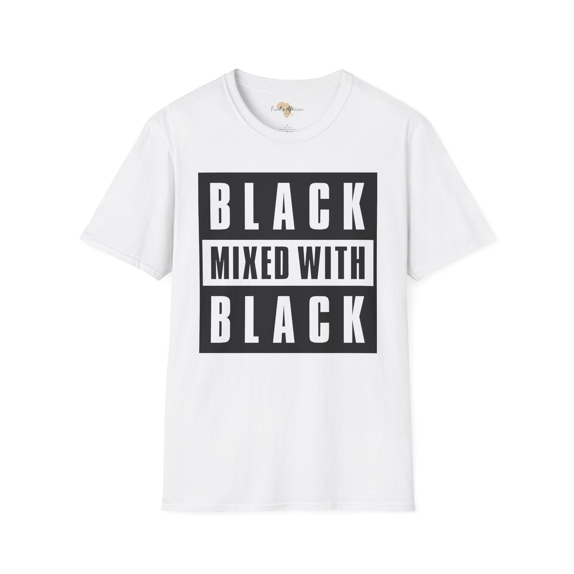 Black mixed with black unisex softstyle tee Funky African
