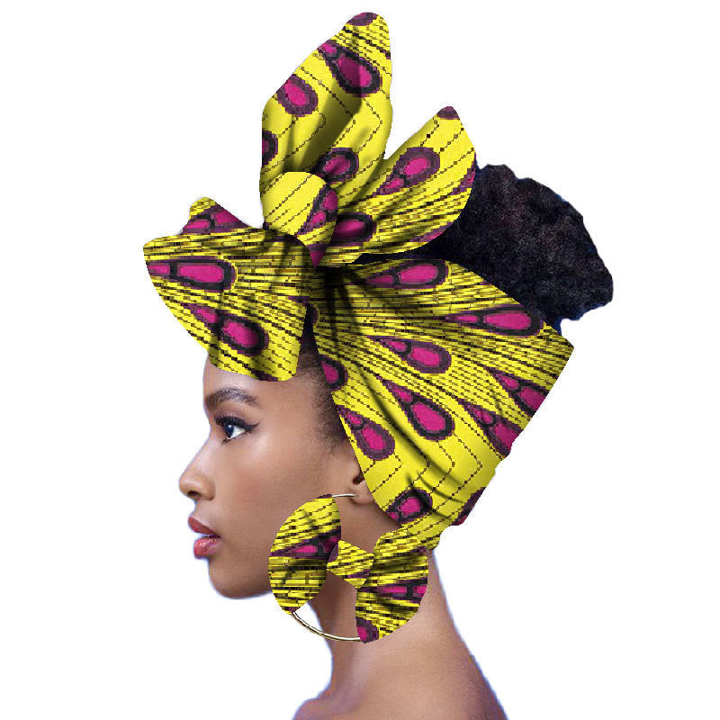 2-piece set of African headscarves and earrings