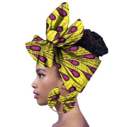 2-piece set of African headscarves and earrings