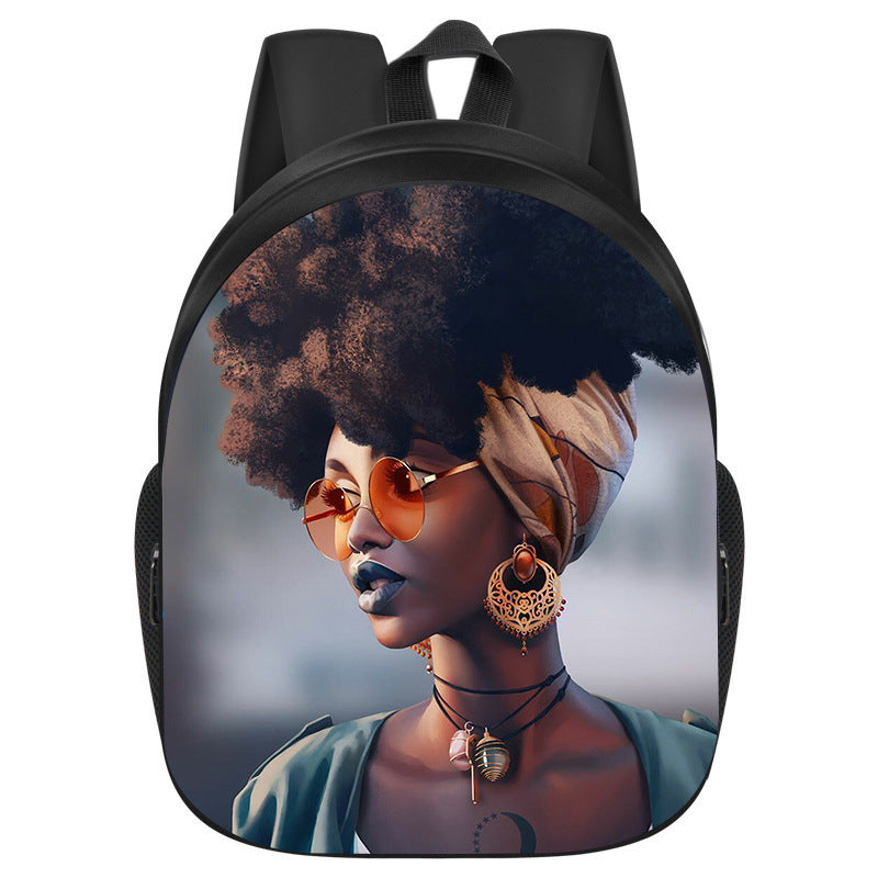 African girl school backpack