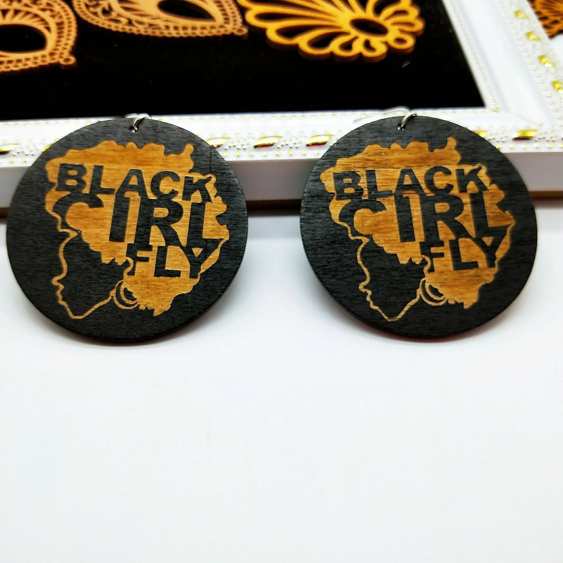 African black queen round earrings Funky African