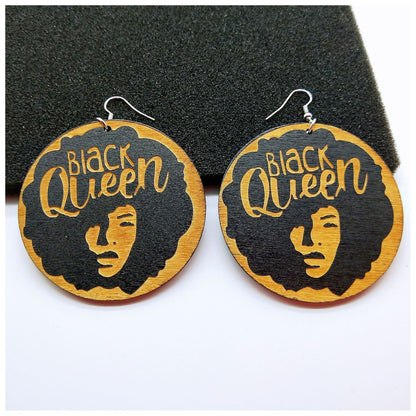 African black queen round earrings