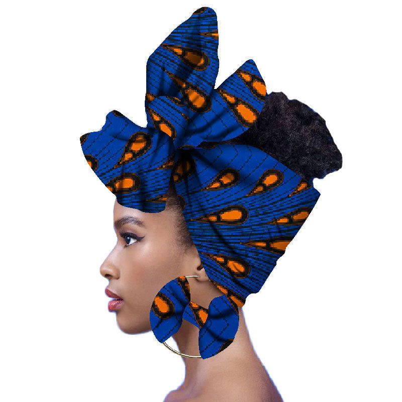 2-piece set of African headscarves and earrings