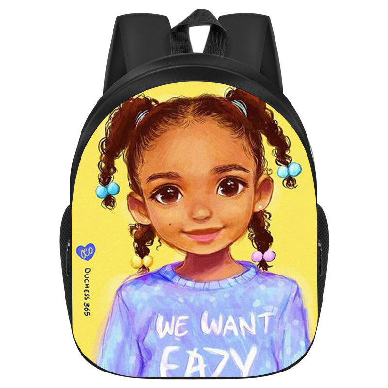 African girl school backpack