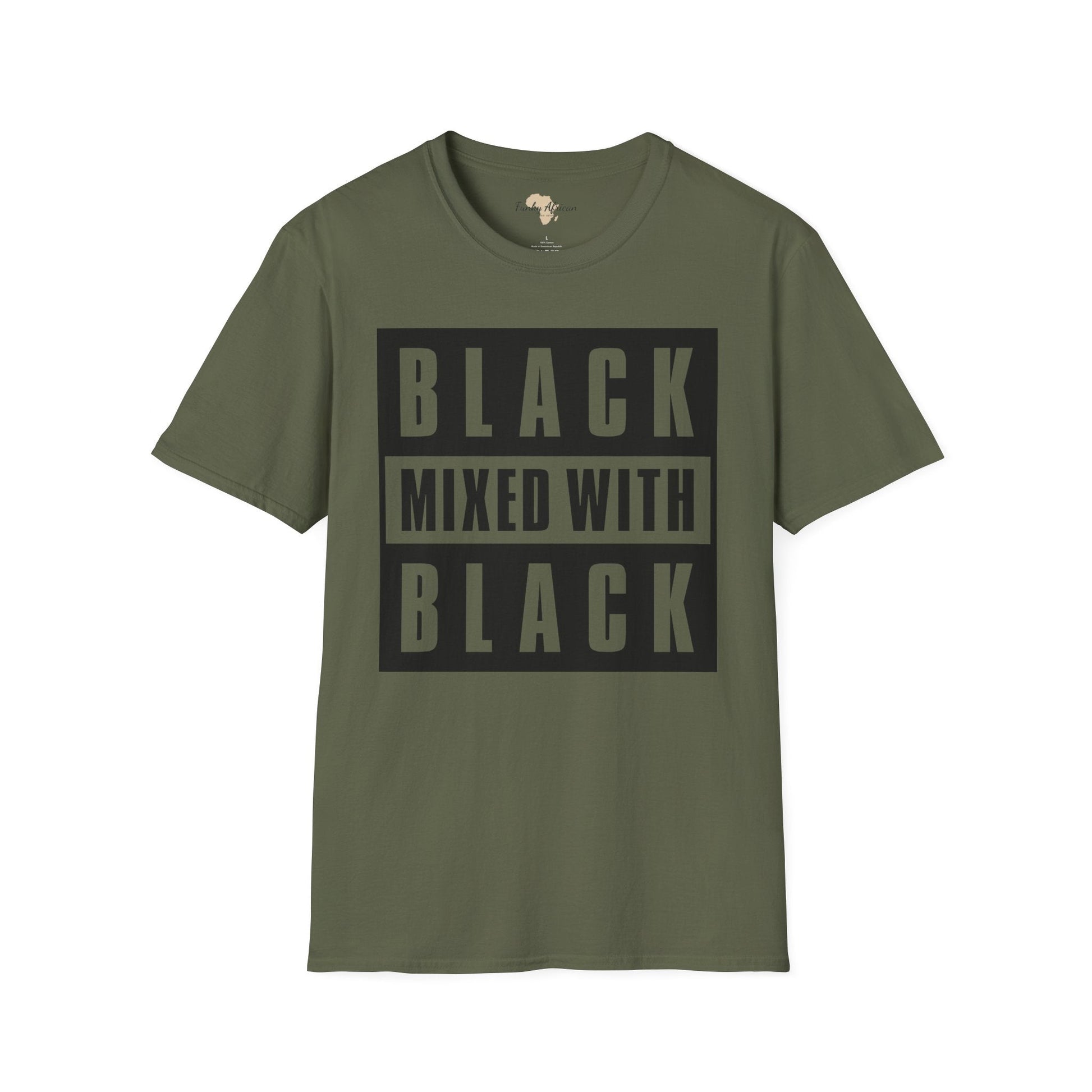 Black mixed with black unisex softstyle tee Funky African