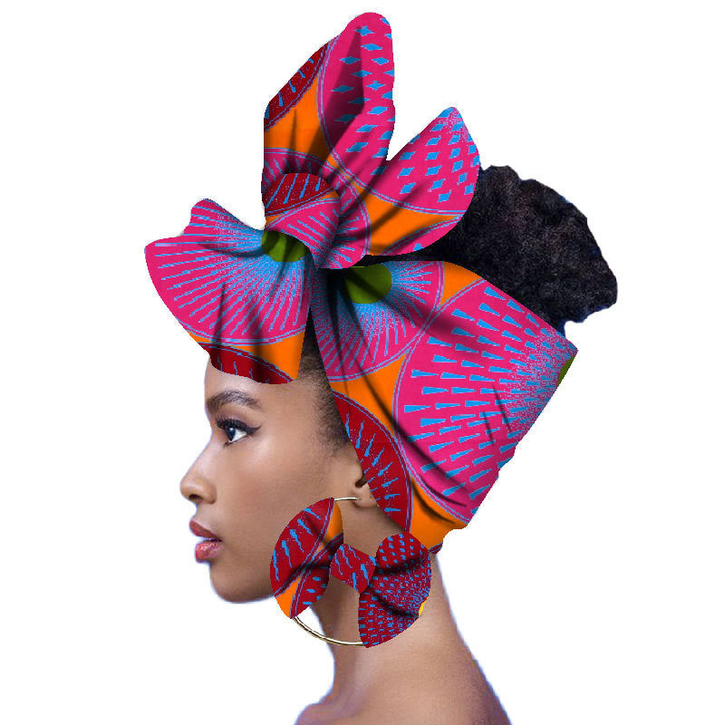 2-piece set of African headscarves and earrings