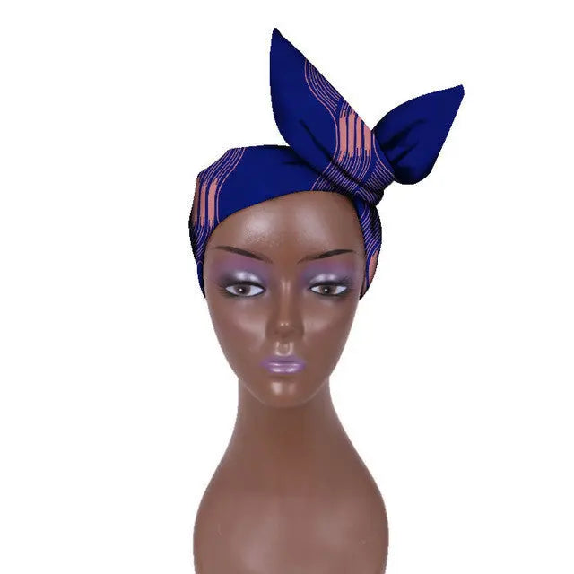 African Women Wax Cloth Cotton Turban Funky African