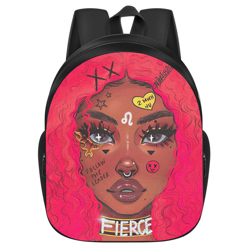 African girl school backpack