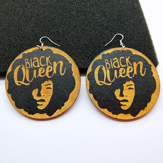 African black queen round earrings