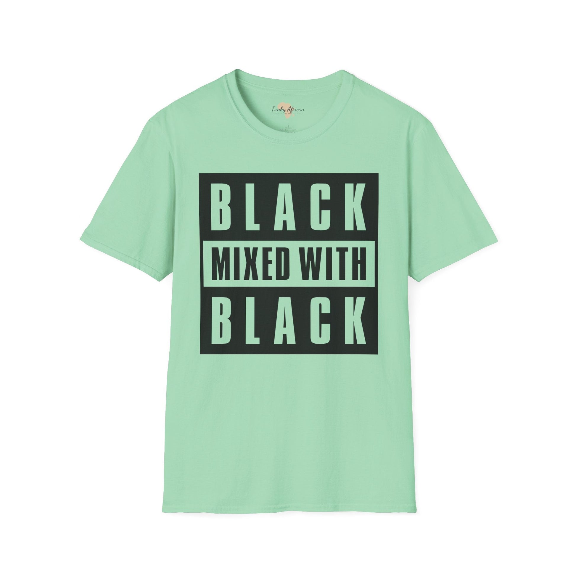 Black mixed with black unisex softstyle tee Funky African