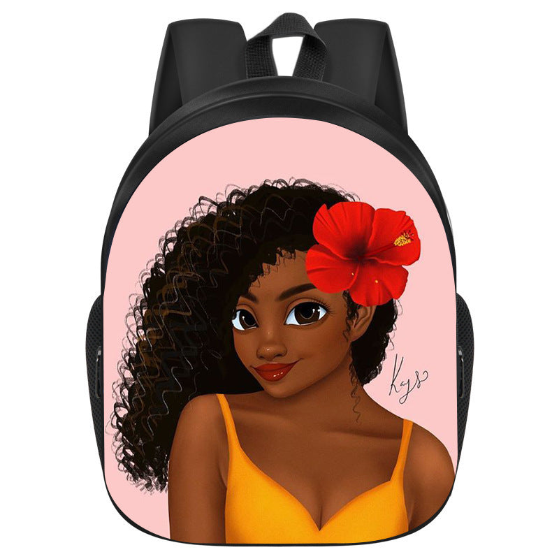 African girl school backpack