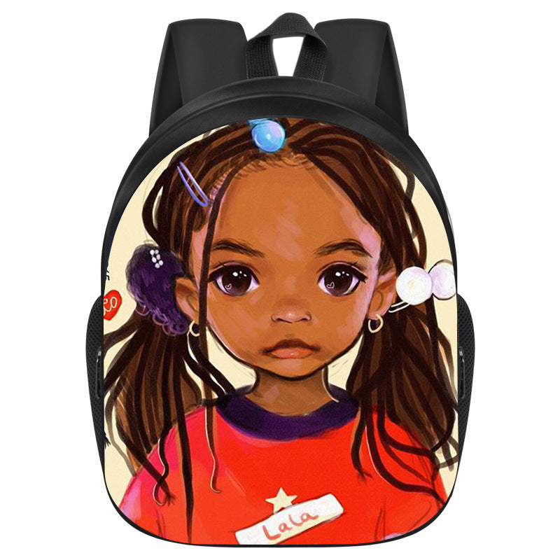 African girl school backpack