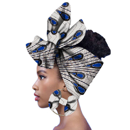 2-piece set of African headscarves and earrings