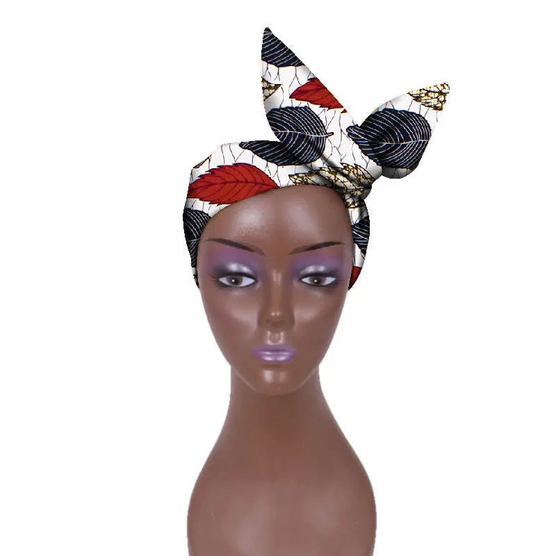 African Women Wax Cloth Cotton Turban Funky African