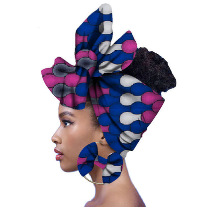 2-piece set of African headscarves and earrings