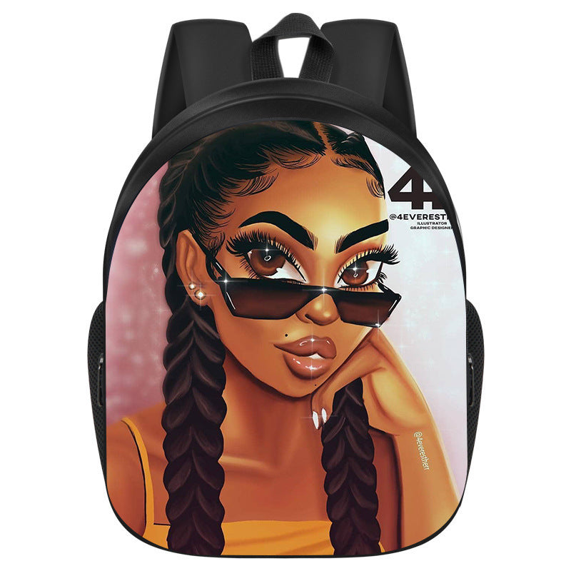 African girl school backpack