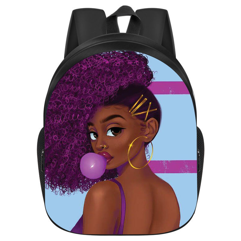 African girl school backpack