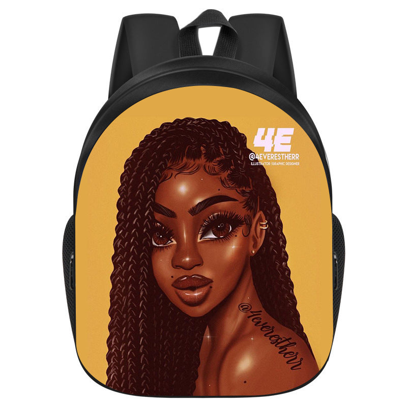 African girl school backpack