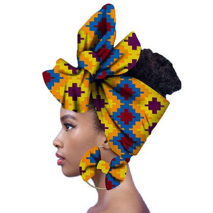 2-piece set of African headscarves and earrings