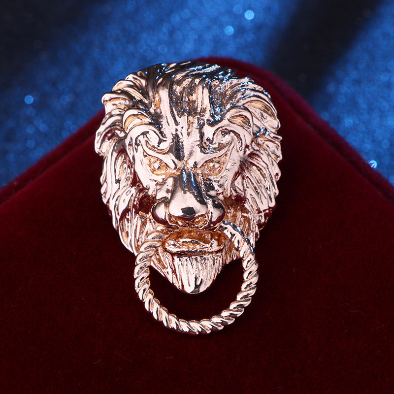 Vintage African Prairie Lion King Brooch Men's Suit Ornament