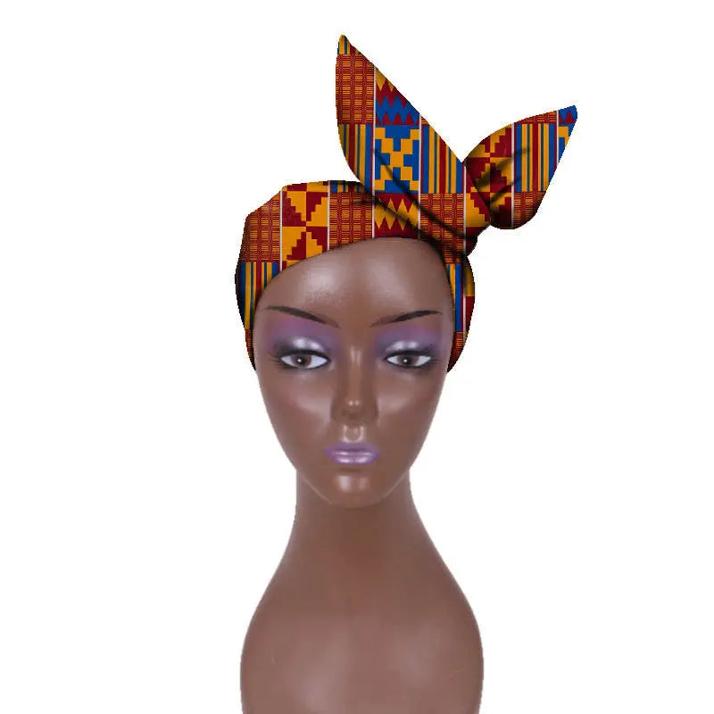 African Women Wax Cloth Cotton Turban Funky African
