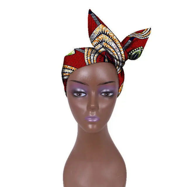 African Women Wax Cloth Cotton Turban Funky African