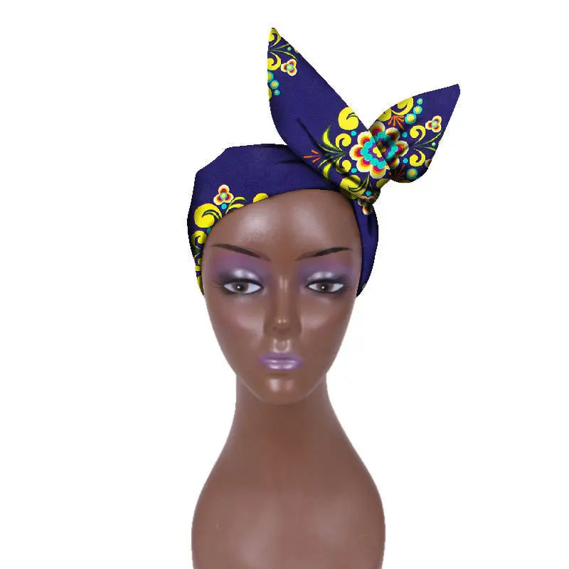 African Women Wax Cloth Cotton Turban Funky African