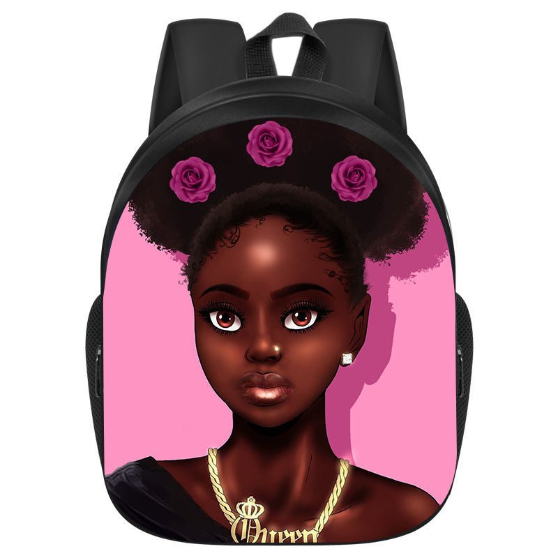 African girl school backpack