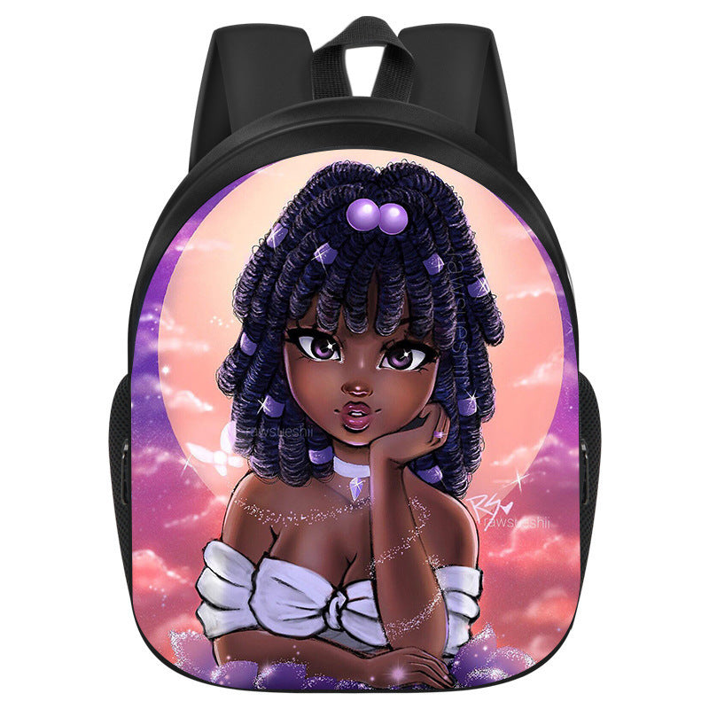 African girl school backpack