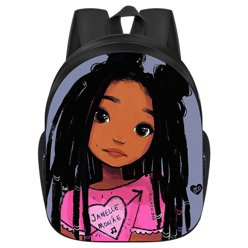 African girl school backpack