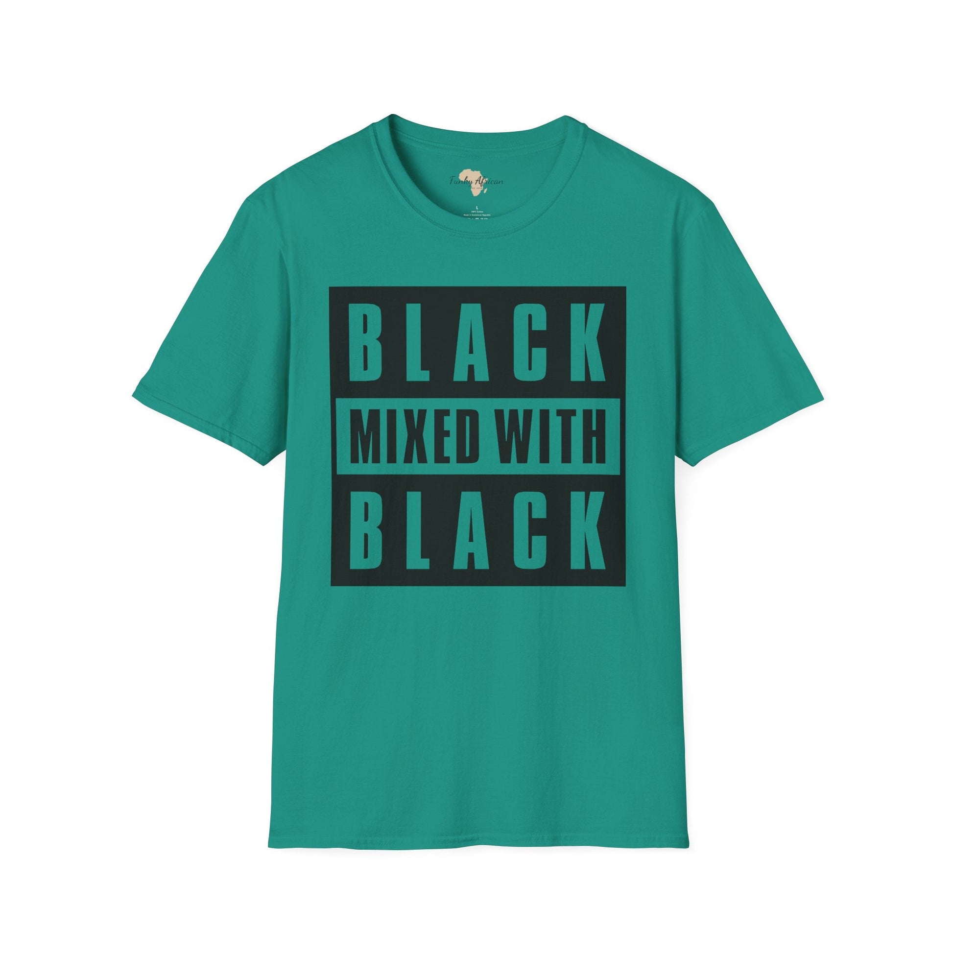 Black mixed with black unisex softstyle tee Funky African