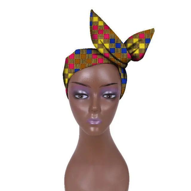 African Women Wax Cloth Cotton Turban Funky African