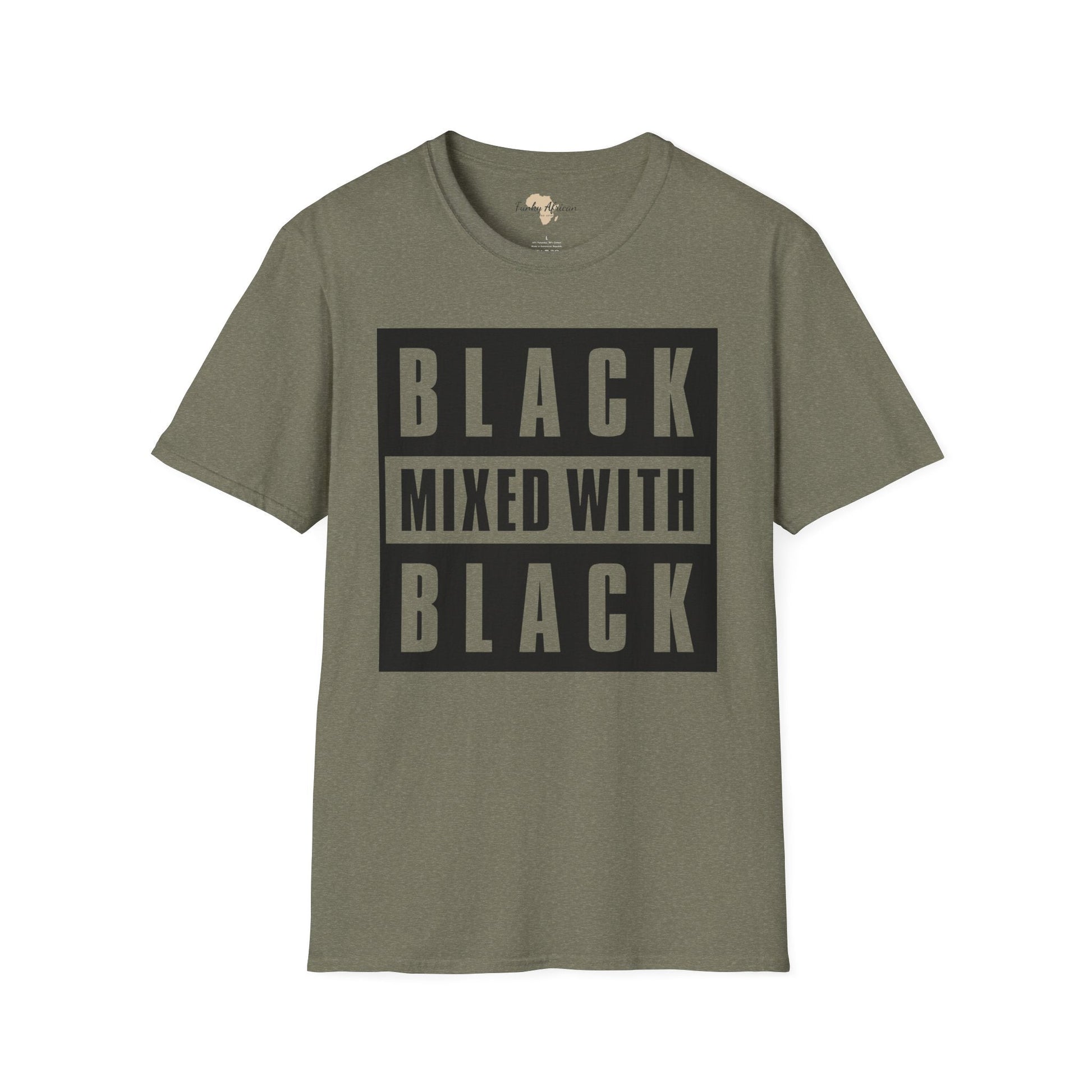 Black mixed with black unisex softstyle tee Funky African