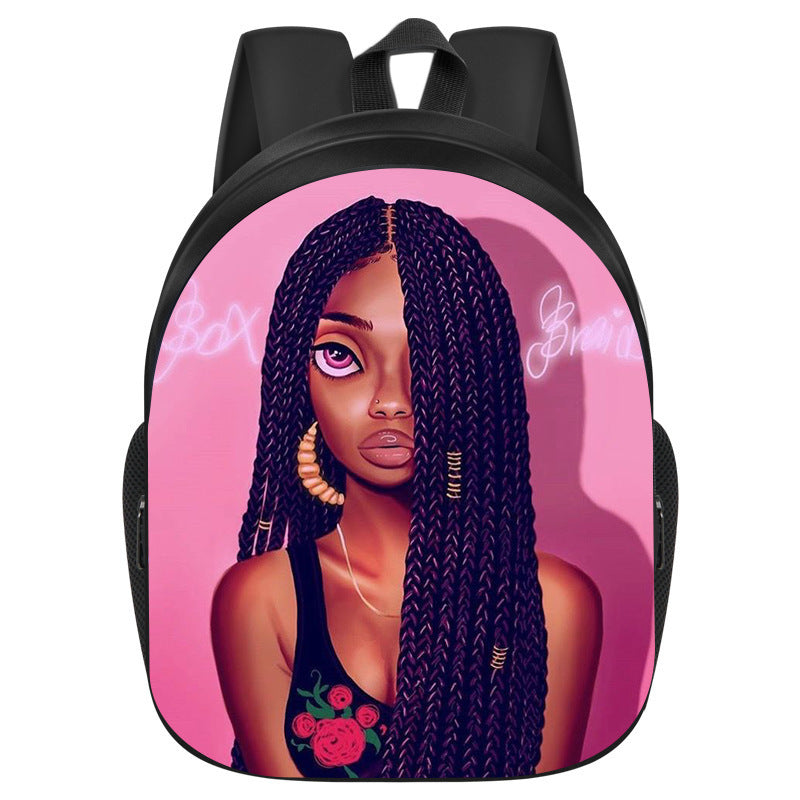 African girl school backpack