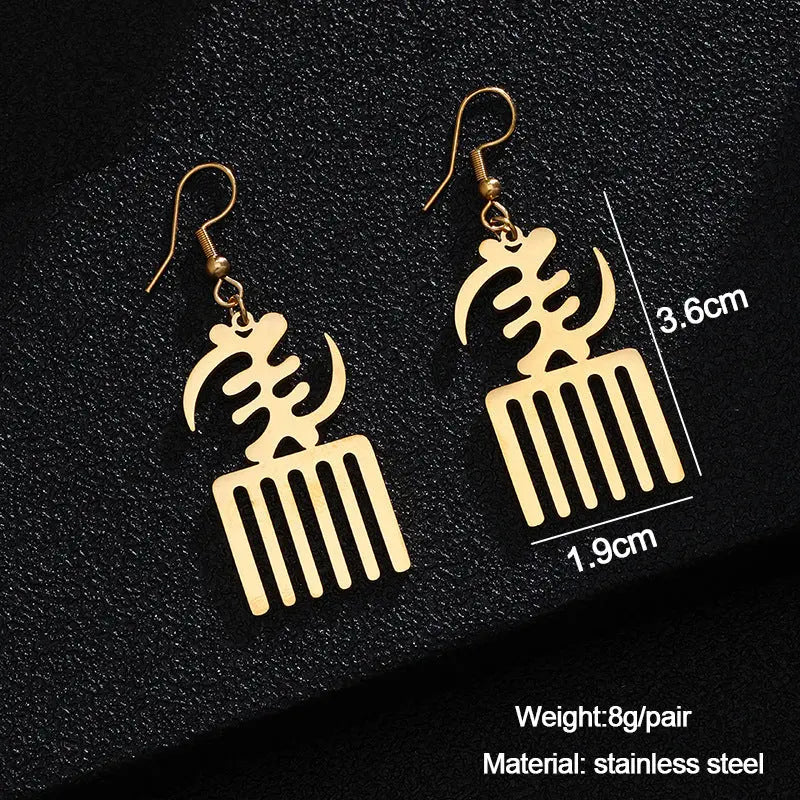 Adinkra Fashion Hollowed-out ear rings Funky African