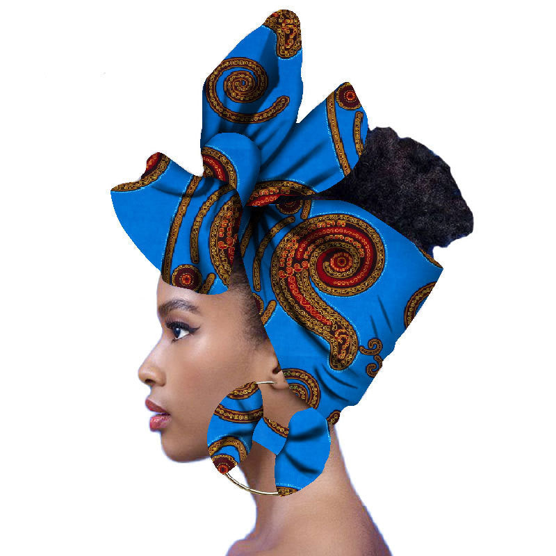 2-piece set of African headscarves and earrings