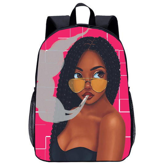 African girl school backpack