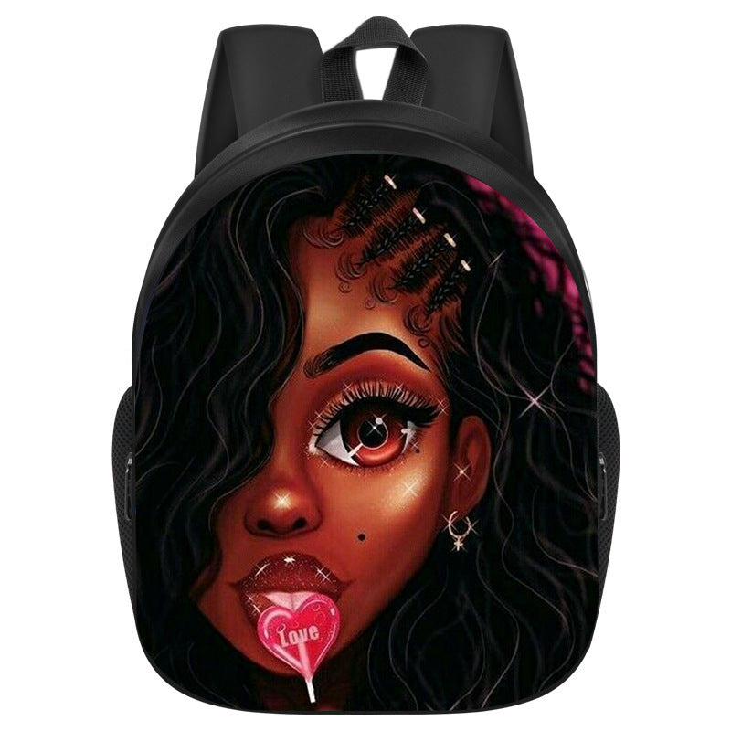 African girl school backpack