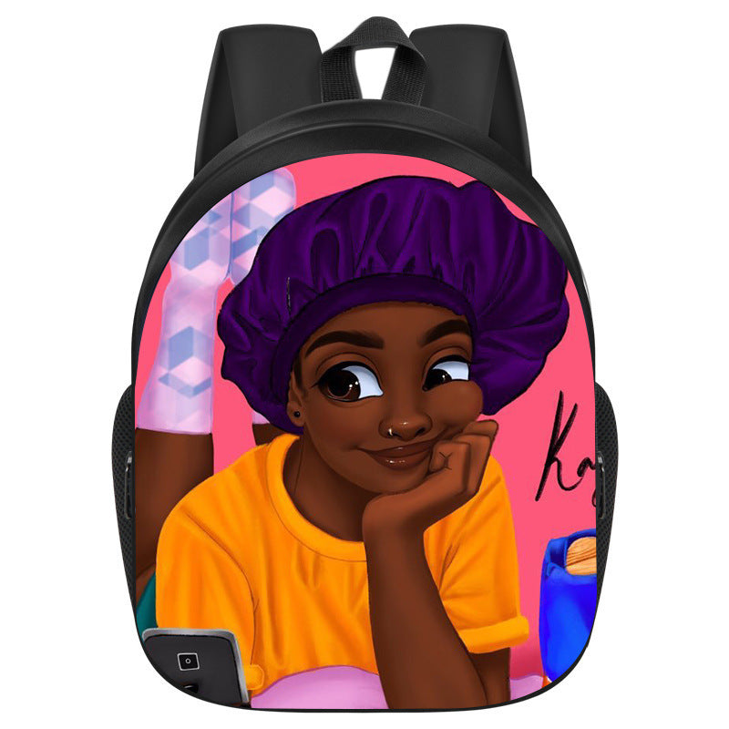 African girl school backpack