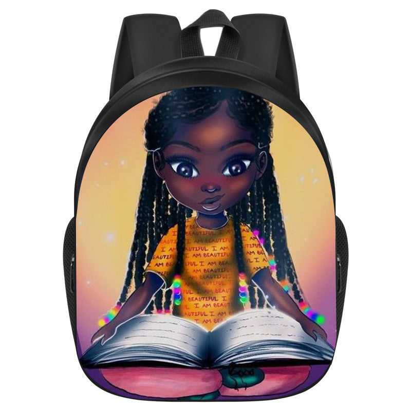 African girl school backpack