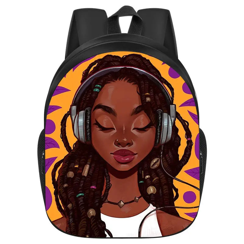 African girl school backpack Funky African