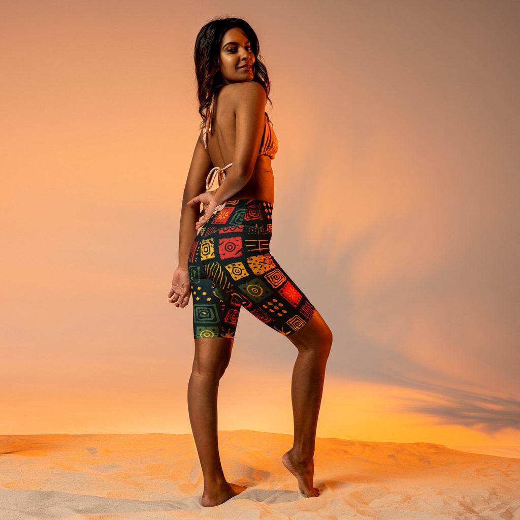 African Print Biker Shorts Funky African