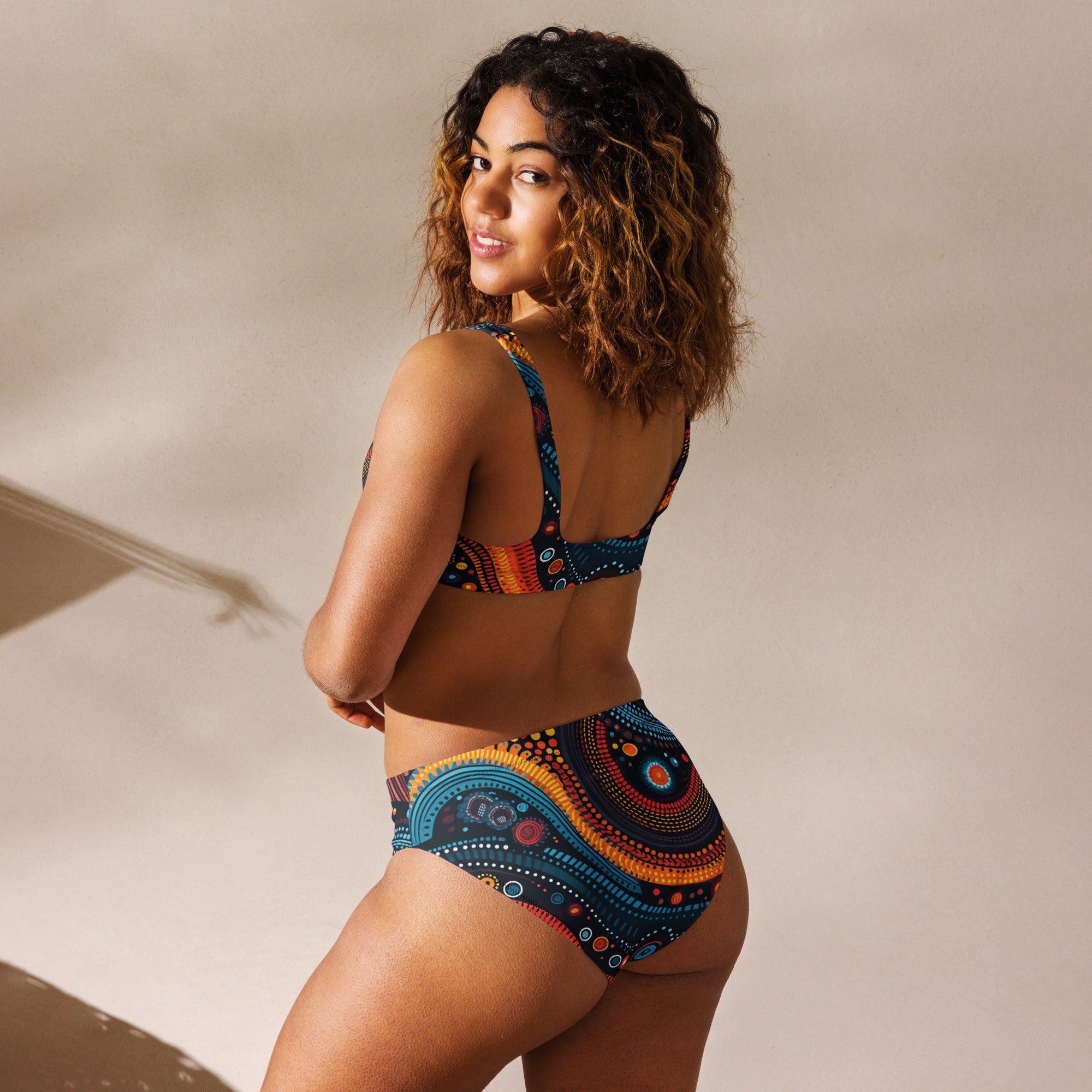 High waisted african print fashion swimsuit