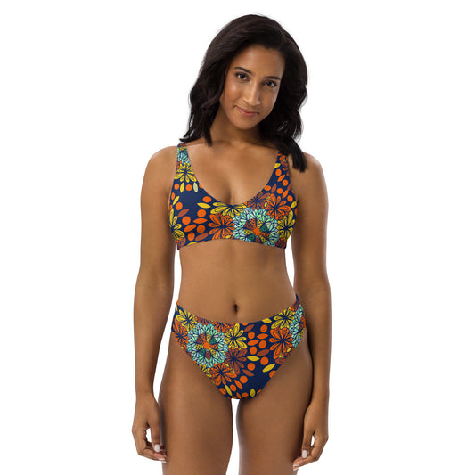 African print high-waisted bikini