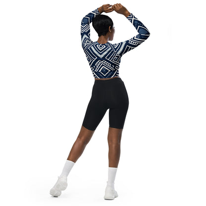 African Print long-sleeve crop top