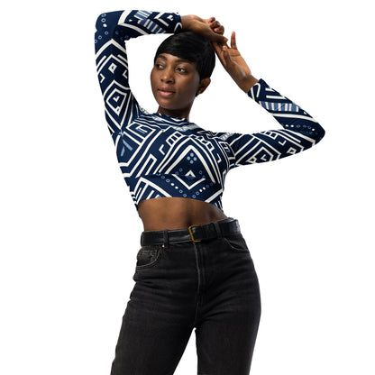 African Print long-sleeve crop top