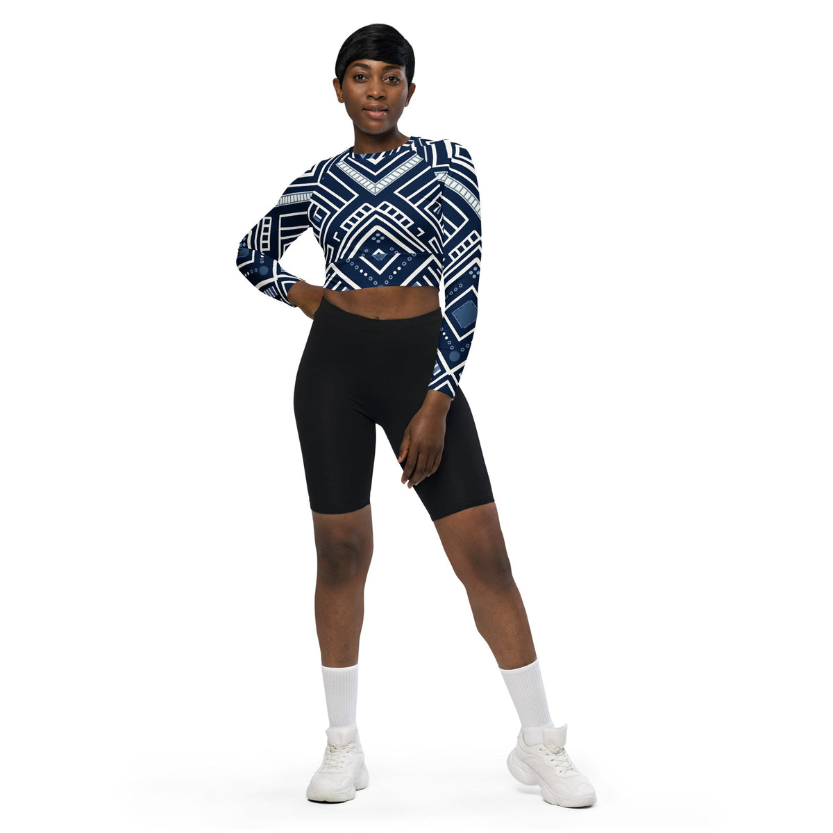 African Print long-sleeve crop top Funky African