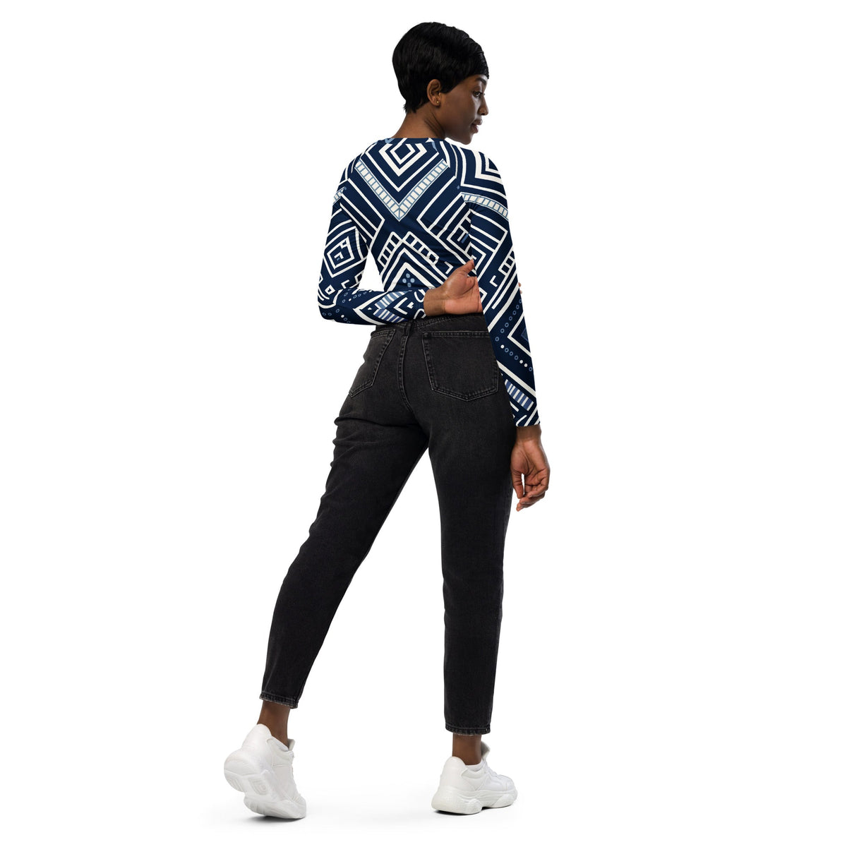 African Print long-sleeve crop top Funky African