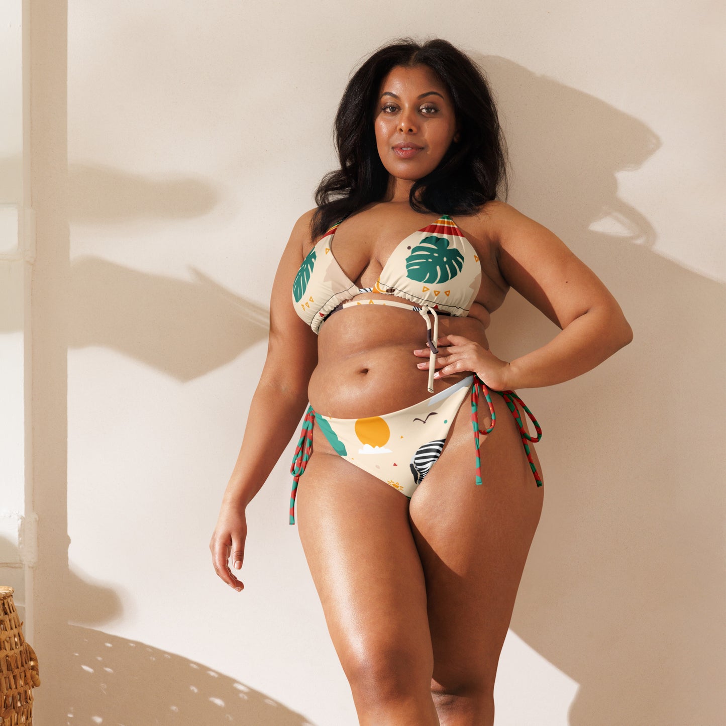 African print string bikini